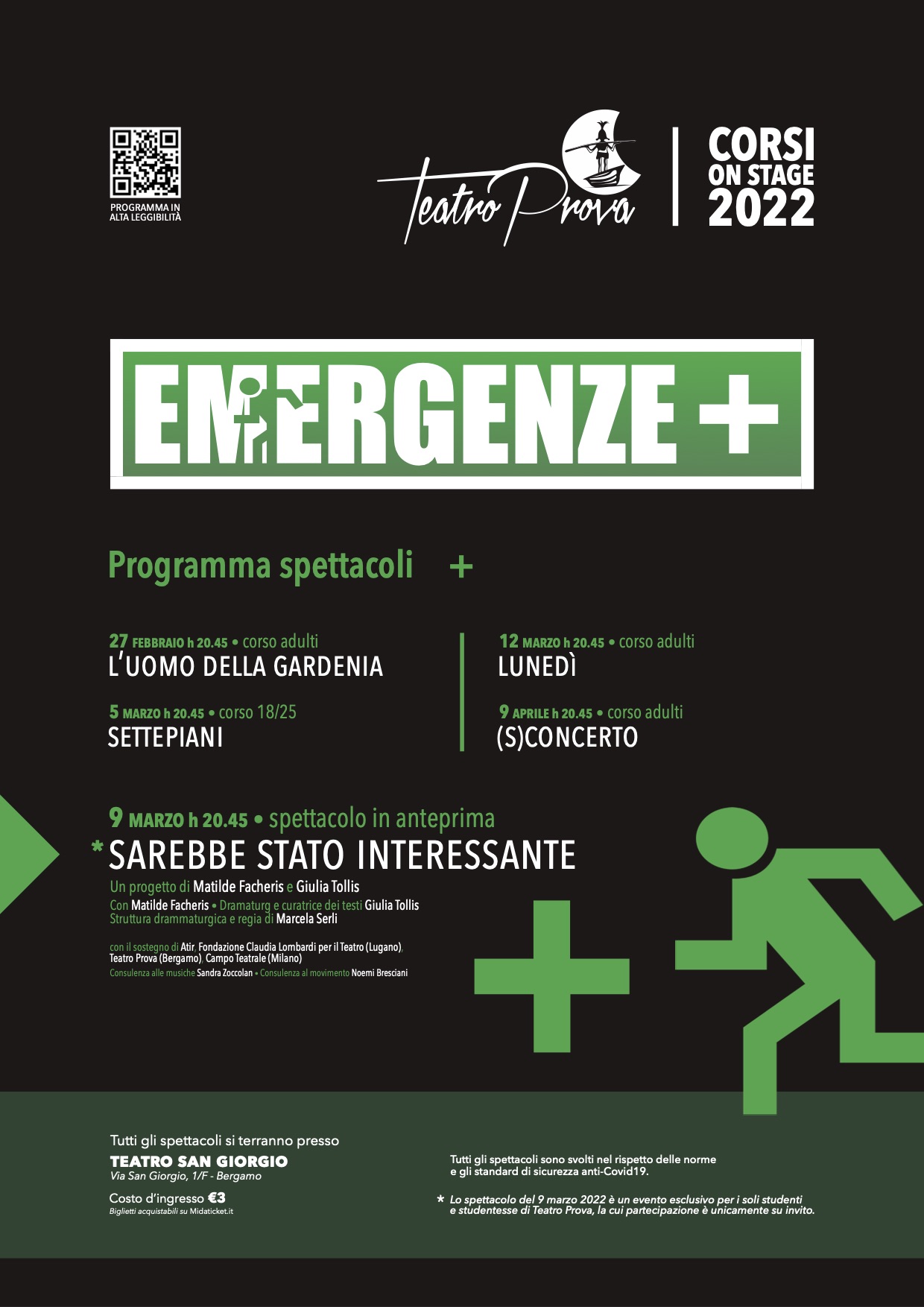 Locandina con calendario Emergenze+ 2022